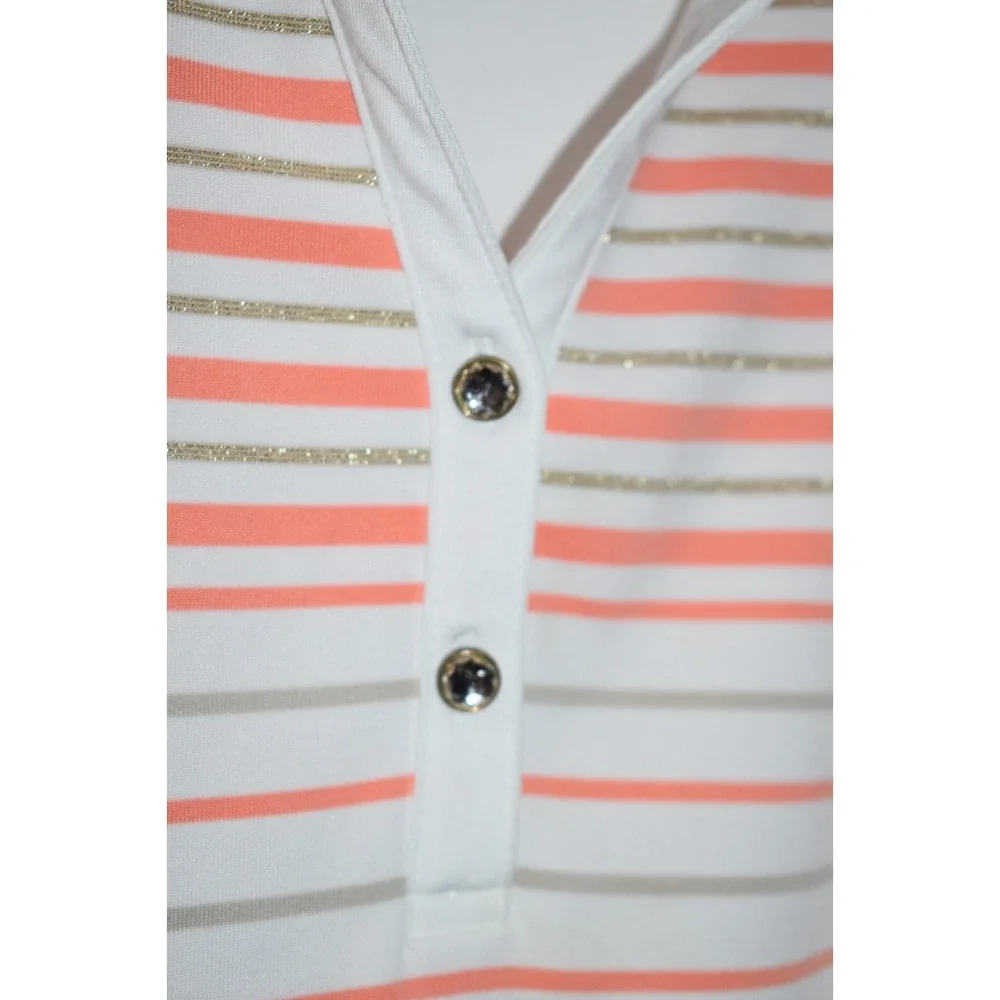 Chicos Zenergy Sz 3 (=XL) Activewear Shirt Stretch Stripe Top Short Slv Golf - Picture 14 of 16